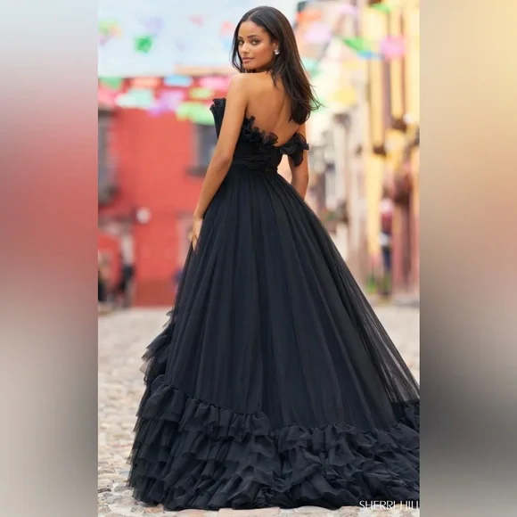 Sherri Hill Black Ballgown #55323 - Picture 3 of 11